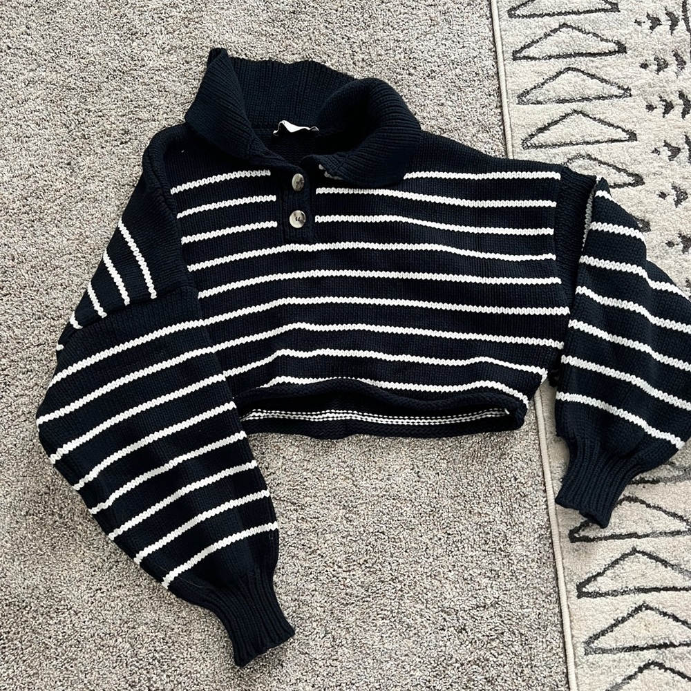 Zara striped knit crop sweater